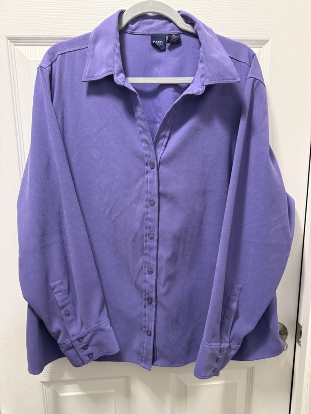 Basic Editions purple overlay long sleeve top, lightweight